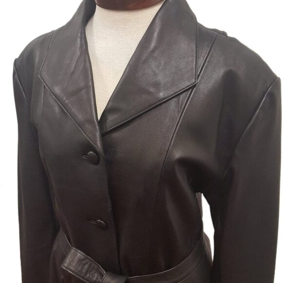 Women’s Single Breasted Black Full Length Long Luxurious Button Down Belted Soft - Picture 3 of 3